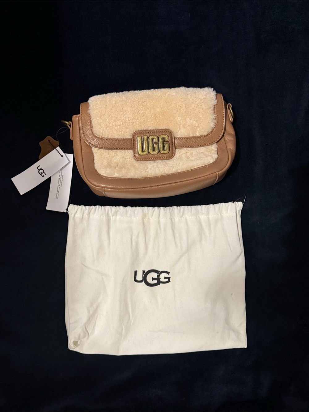 UGG Chestnut Shearling-Trim Crossbody Bag